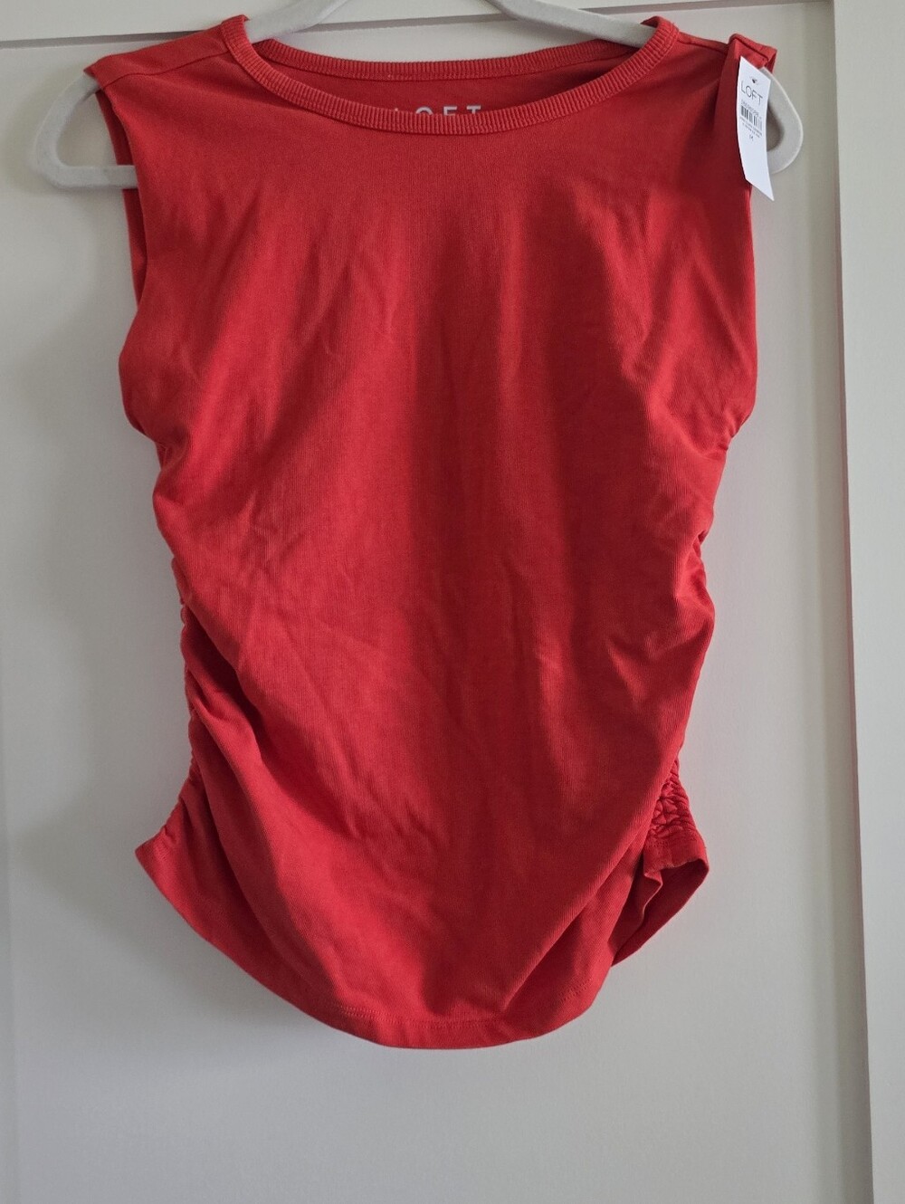 LOFT Red Sleeveless Ruched Side Tank Top Sz Med NWT